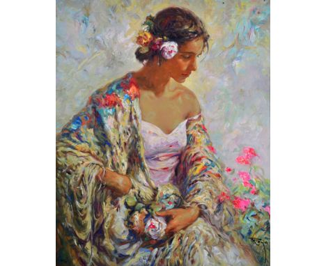 JOSÉ ROYO A reflective moment, serigraph, signed and numbered 169/195, 73 x 59cm