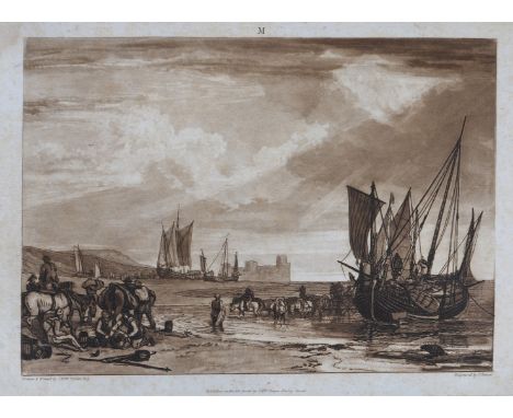 CHARLES TURNER AFTER J.M.W. TURNER Scene on the French Coast from 'Liber Studiorum', sepia mezzotint lettered 'M' above image