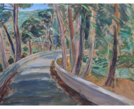 HERMANN KONNERTH (1881-1966) A country road, 1928, signed and dated, oils, 46 x 58.5cm.