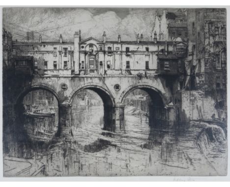 HEDLEY FITTON (1859-1929) The Pulteney Bridge, Bath, etching, pencil signed in the margin, 32.5 x 42.5cm Exh. Robert Dunthorn