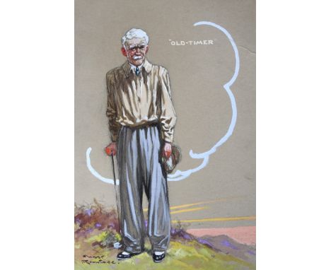 HARRY ROWNTREE (1878-1950) 'Old Timer', signed, charcoal and gouache, 38 x 28cm, unframed