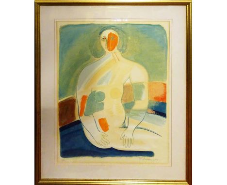 F. MORRIS 'Nude silhouette', 1980, lithograph signed, dated and numbered 26/60 in pencil, 50cm x 65cm, framed and glazed.