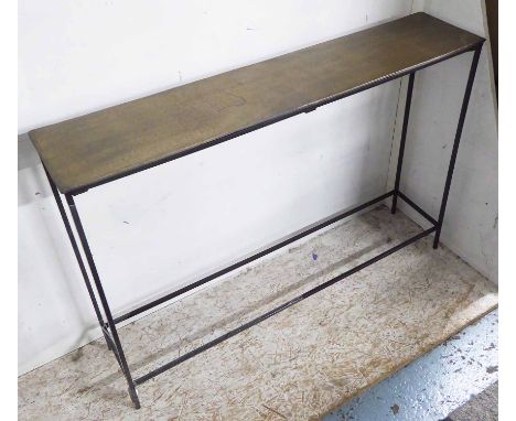 CONSOLE TABLE, French style, bronzed finish, 120cm x 25cm x 80cm.