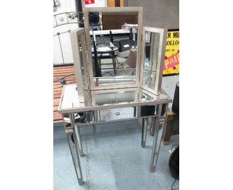 VANITY TABLE, vintage mirrored French style, with trifold dressing mirror, 140cm H with mirror.