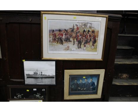 Print "The Scott's Regiment in The British Army" by Frank Dadd and two other military interest pictures 