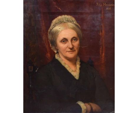 Felix Stone Moscheles (1833-1917),  Portrait of a seated lady, signed and dated 1880, unframed, oil on canvas, 61 x 50.5cm, 2