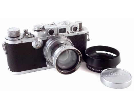 Leica IIIB Model G Camera 1938, serial number 284373, with Summitar f=5cm 1:2 lens number 507154, Leica lens cap and lens hoo