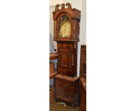 ~ An oak and mahogany thirty hour white dial longcase clock,early 19th century 