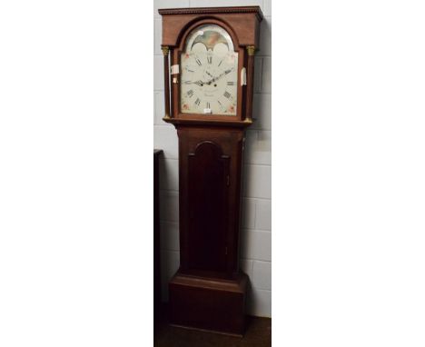 ~ A mahogany eight day longcase clock, signed Jon Rowlands, BerwickNo weights and no pendulum.