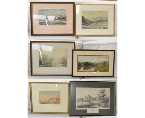 George Graham, Yorkshire landscape signed watercolour, together with Pig hills inscribed watercolour by the same artist, thre