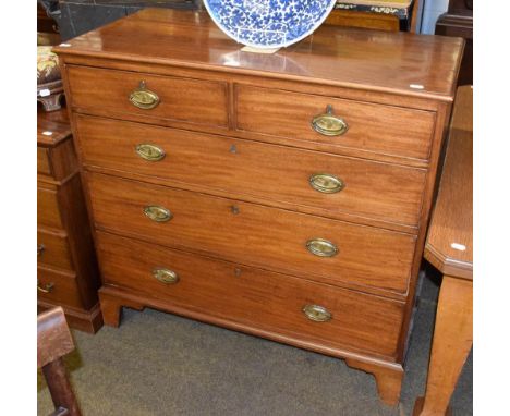 A George III mahogany straight front chest of drawers, two short over three long on bracket feet, 104cm by 109cm by 54cm 