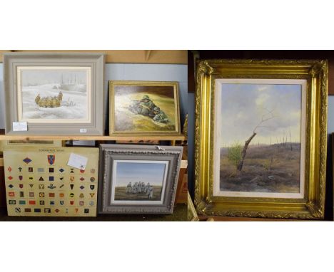 K B Hancock (20th century) ''Kaiser Bill visits the front'', signed, oil on canvas, together with two further works by the sa