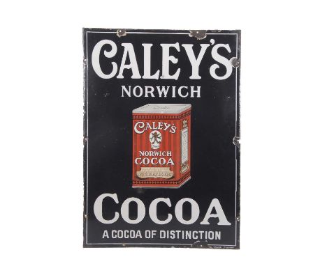 An antique enamel signed marked Caleys Norwich Cocoa decorated to the centre with the design of a Caleys packet, 51 x 71cmApp