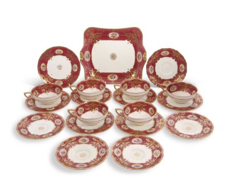 Royal Worcester Part Tea Set painted by Ernest Phillips comprising; 6 cups and saucers, 5 side plates and a sandwich plate (r