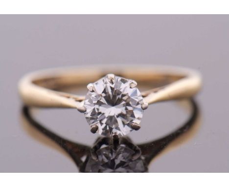 A diamond solitaire ring, the round old European cut diamond, estimated approx. 0.90cts, colour estimated approx. I-J, claari