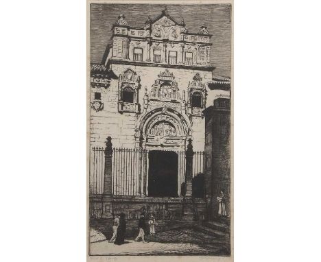 William Strang RA (1859-1921), 'Doorway Santa Cruz, Toledo', etching, artist proof, signed in pencil, 32x18cm, framed and gla