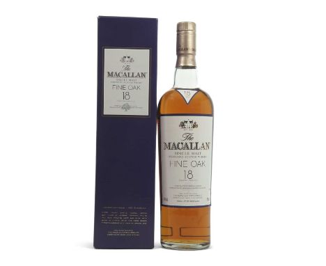 The Macallan Single Malt Highland Scotch Whisky, Fine Oak 18 Years Old, 700ml, in original cardboard presentation box
