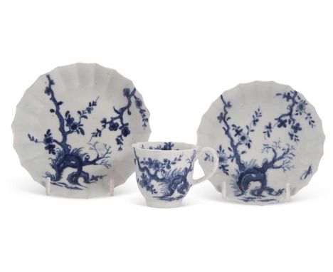 A further Worcester Root pattern cup  and saucer and extra saucer (crack to cup handle)