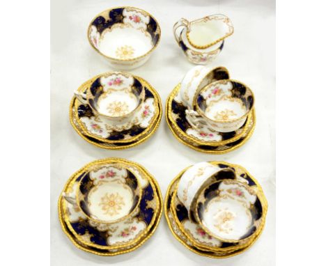 A COALPORT BLUE BATWING PATTERN TEA SERVICE, PRINTED MARK, C1900