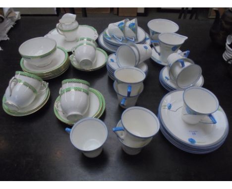 CWS Windsor bone china Art Deco tea service & Salisbury bone china service for 6 place settings
