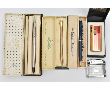 AN ASSORTMENT OF ITEMS, to include a rolled gold 'Lifelong' pencil, a 'Conway Stewart' pencil, a 'Parker fountain pen, a 'Roy