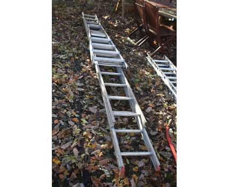 A CLIMA ALUMINIUM DOUBLE EXTENSION LADDER, extended length 7.3m x closed length 4m, and an aluminium step ladder (2)