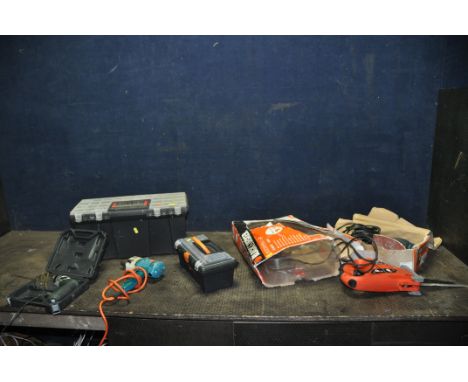 A BLACK AND DECKER 2IN1 SANDER and Scorpion saw (both PAT pass and working) a vintage Black and Decker drill (untested), two 