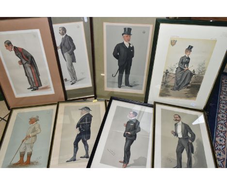 THIRTEEN VANITY FAIR CARICATURE PRINTS, eleven by Spy (Leslie Ward), comprising The Laureate, Under Sheriff, The Japan societ
