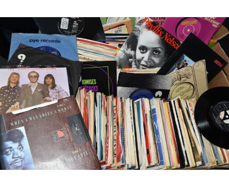 ONE BOX OF SINGLE 45RPM RECORDS, over two hundred and fifty records, artists include Tubeway Army, The Specials, The Tourists