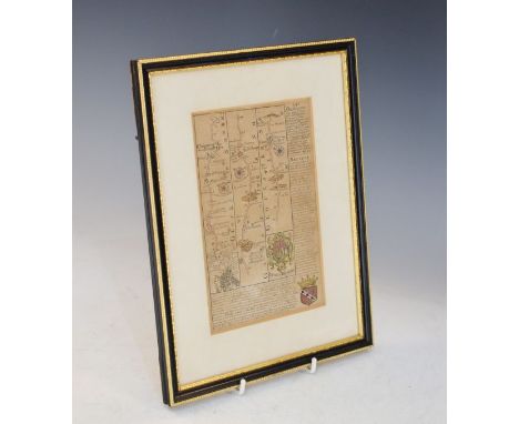 Antique hand coloured engraved road map - Chipping Sodbury to Cirencester, framed and glazed   Condition: 