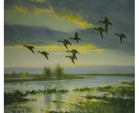 Sir Peter Scott - Signed coloured print - Birds In Flight, signed in pencil, framed and glazed   Condition: 