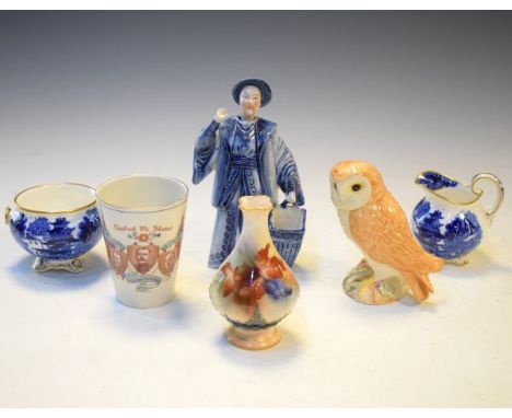 Small quantity of various ceramics including; Royal Worcester baluster shaped vase having painted fruit decoration, Beswick f