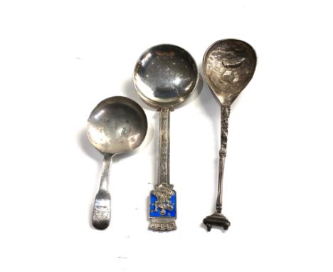 3 silver spoons includes tea caddy spoon &amp; norway silver spoon weight 54g 