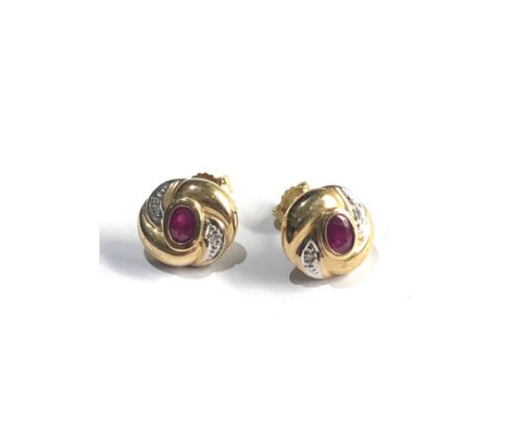 9ct ruby &amp; diamond earrings 2.4g 