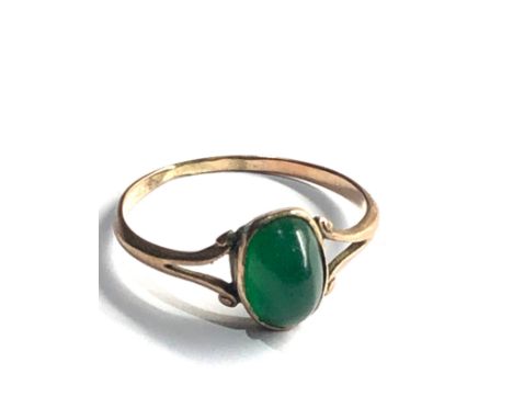 Art deco 9ct gold chrysoprase ring 1.1g 