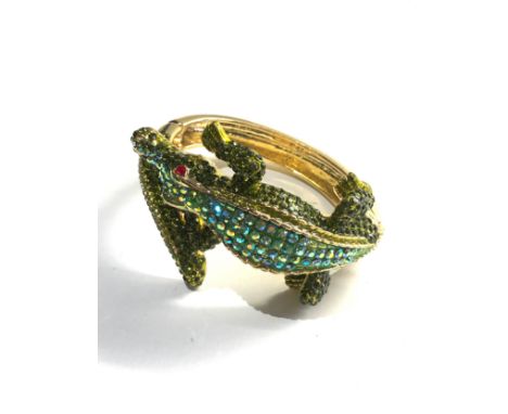 Large Butler and Wilson crystal crocodile hinged bangle 