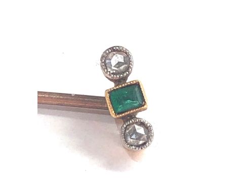 Antique diamond &amp; emerald stick pin 