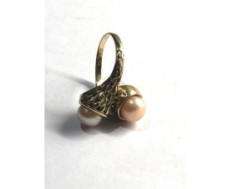 9ct gold cultured pearl ring weight 4.9g 