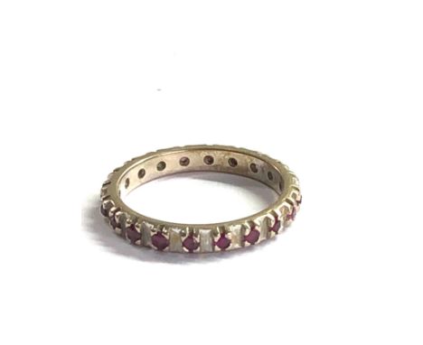 14ct white gold ruby eternity ring weight 2.9g 