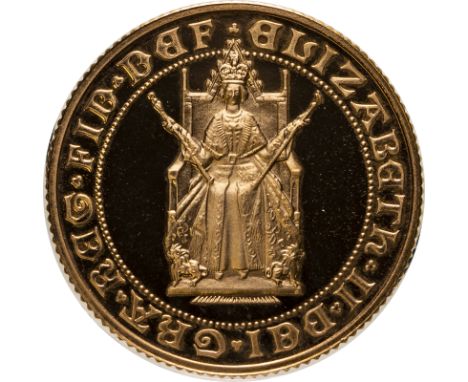 UNITED KINGDOM. Elizabeth II, 1952-. Gold sovereign, 1989. Royal Mint. Proof. Commemorating the 500 years anniversary of the 