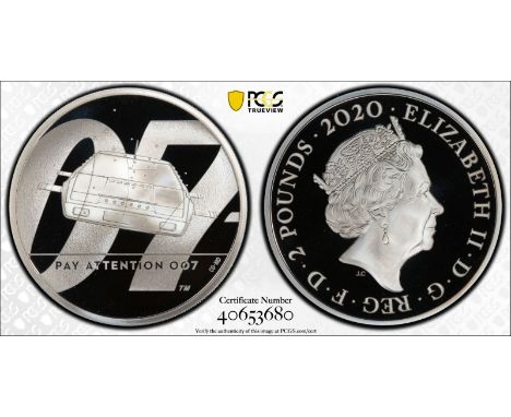 UNITED KINGDOM. Elizabeth II, 1952-. Silver 2 pounds, 2020. Royal Mint. Proof. Issued to celebrate the new James Bond movie '