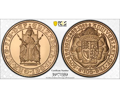 UNITED KINGDOM. Elizabeth II, 1952-. Gold half-sovereign, 1989. Royal Mint. Proof. Commemorating the 500 years anniversary of