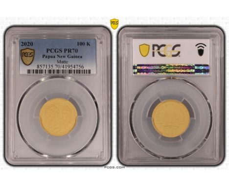PAPUA NEW GUINEA. Elizabeth II, 1952-2022. Gold 100 kina, 2020. The Commonwealth Mint. Matte Proof. Coat of Arms of Papua New