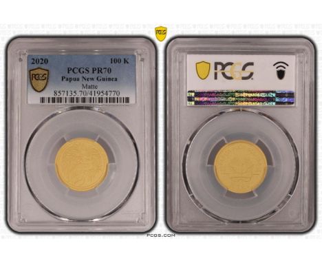 PAPUA NEW GUINEA. Elizabeth II, 1952-2022. Gold 100 kina, 2020. The Commonwealth Mint. Matte Proof. Coat of Arms of Papua New