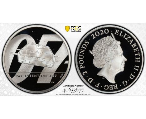 UNITED KINGDOM. Elizabeth II, 1952-. Silver 2 pounds, 2020. Royal Mint. Proof. Issued to celebrate the new James Bond movie '