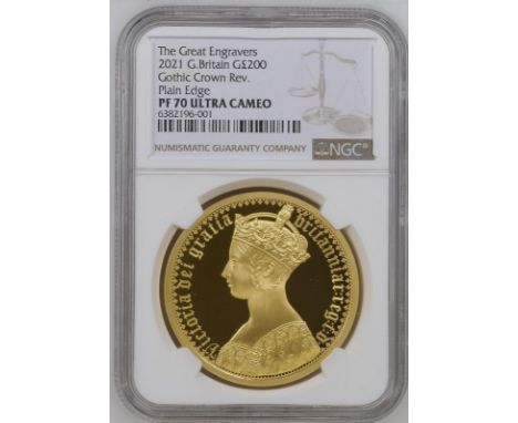 UNITED KINGDOM. Elizabeth II, 1953-2022. Gold 200 pounds, 2021. Royal Mint. Proof. The first coin in the series features the 