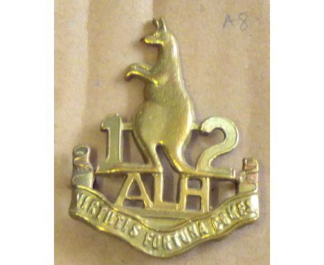 Australian - 12th Light Horse regiment Cap Badge1915 - Brass