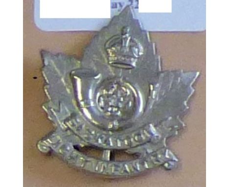 Canada - Saskatoon Light Infantry Light Infantry Cap Badge - w/m, KC