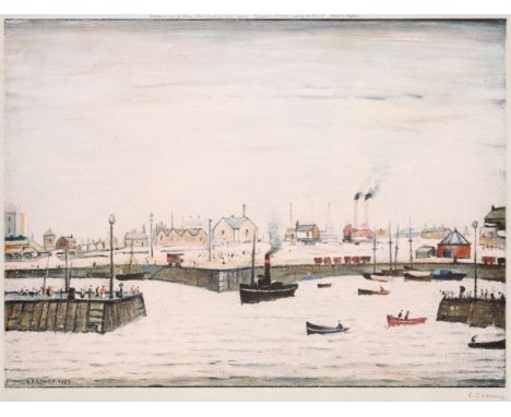 After Laurence Stephen Lowry RA (1887-1976) ''The Harbour'' Signed in pencil, with the blindstamp for the Fine Art Trade Guil