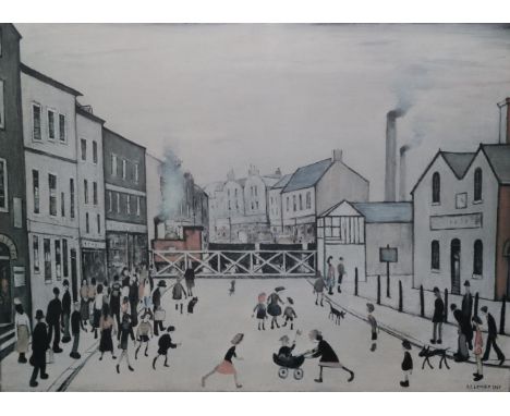 After Laurence Stephen Lowry RA (1887-1976) ''The Level Crossing, Burton on Trent'' Signed in pencil, with the blindstamp for